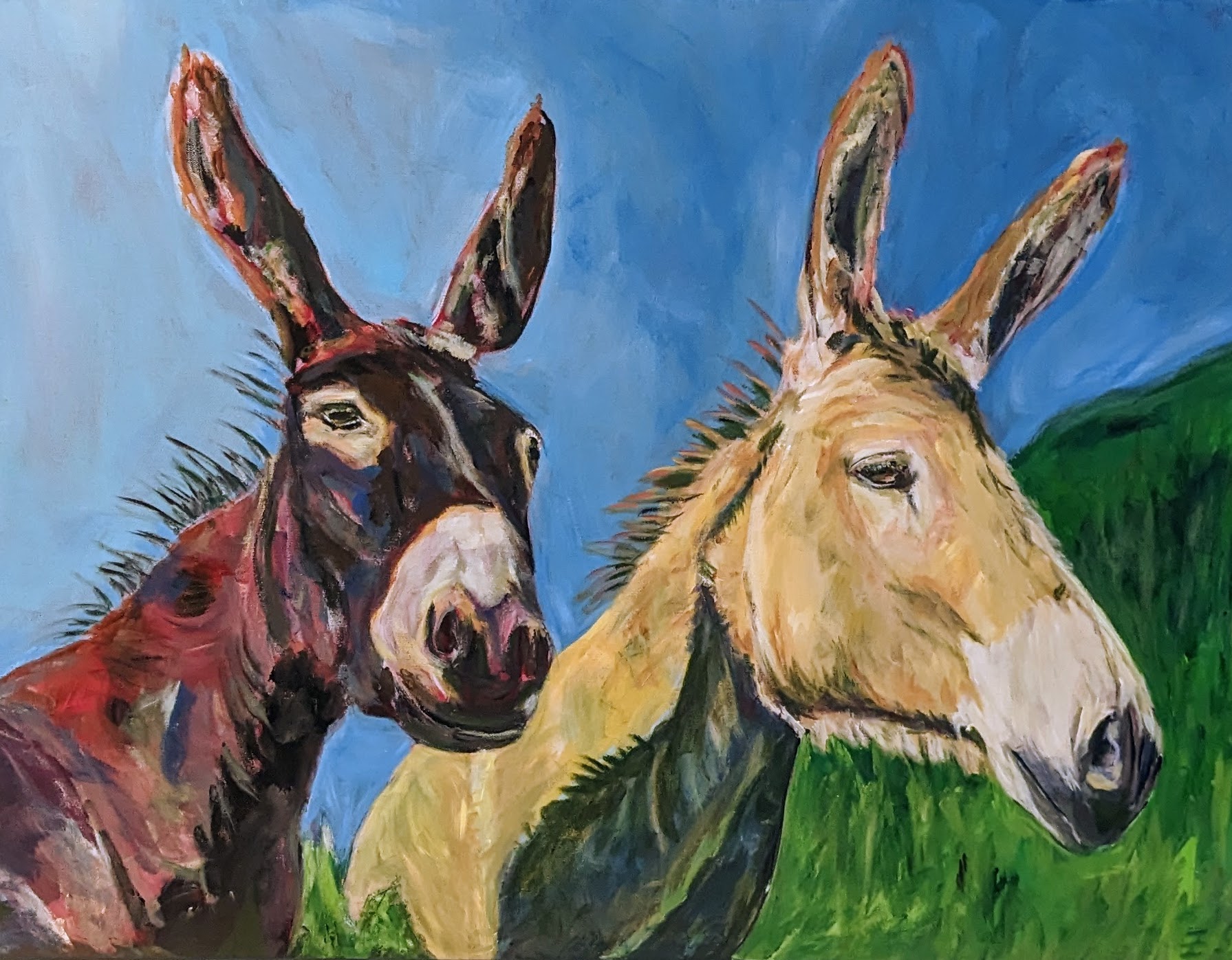 two donkeys.
